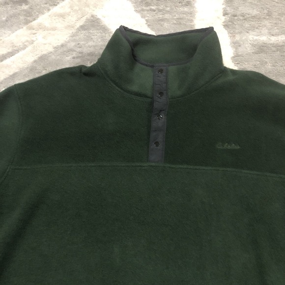 Cabelas Sweatshirt Pullover Men Sz XL Green 1/4 Snap Fleece Made in USA VINTAGE - Picture 3 of 13